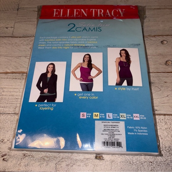 Ellen Tracey 2 Satin Trim Camis Women’s Sz XXL 20-22 Ultra Soft Natural Slimming - Picture 12 of 12